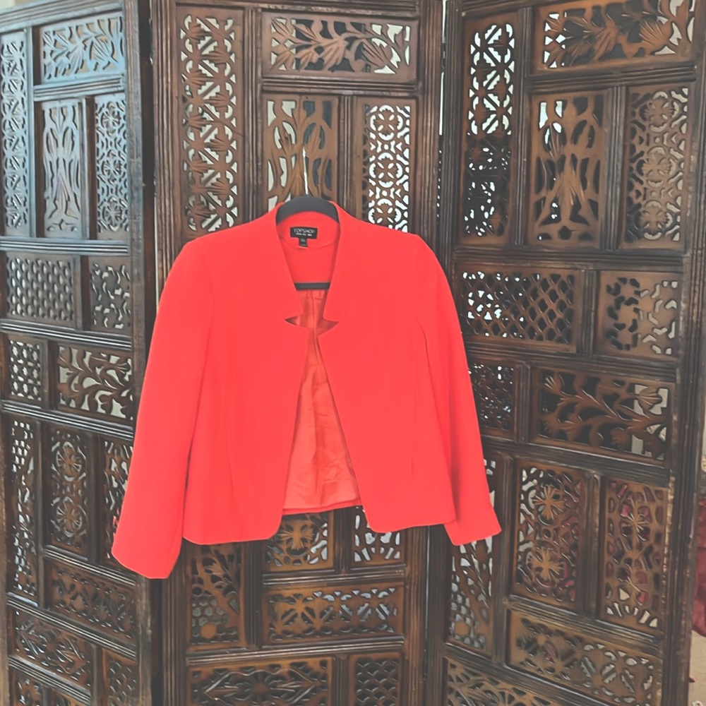 TOPSHOP like NEW Crepe Notch Neck Jacket Red Sz 2